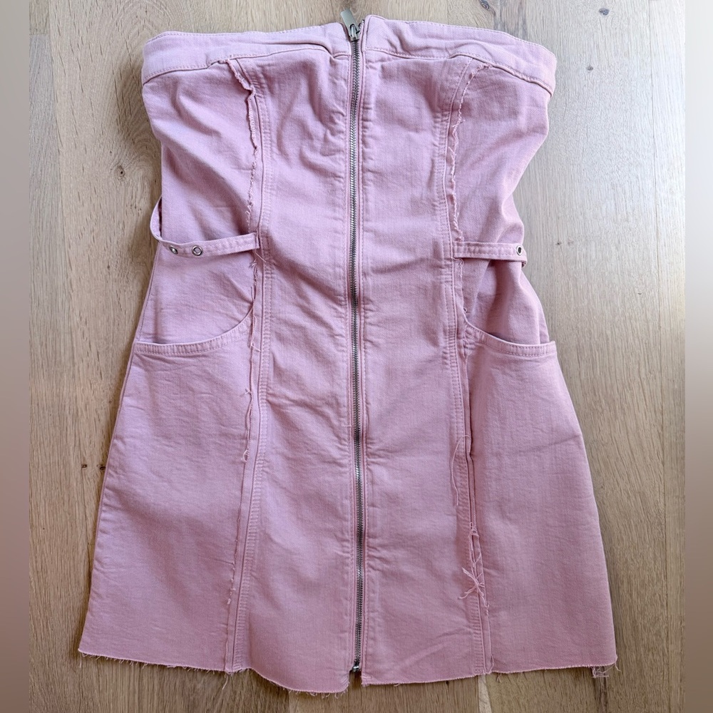 ZARA side buckle denim mini dress